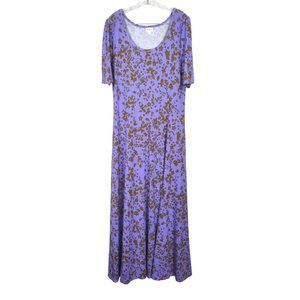 LulaRoe "ANA" Purple & Tan Maxi Dress Size 2XL